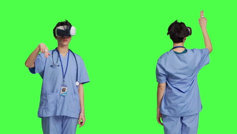 Gesundheitsspezialist-Untersucht-Patientendiagnose-Mithilfe-Eines-VR-Headsets